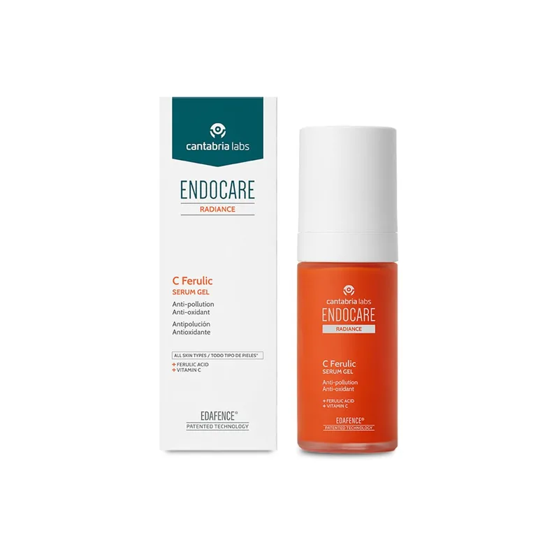 Cantabria Labs ▫️ Endocare Radiance C Ferulic Edafence Serum Gel - 30 ml - Soro antipoluição, antioxidante e iluminador - Protege contra a poluição e outros fatores ambientais