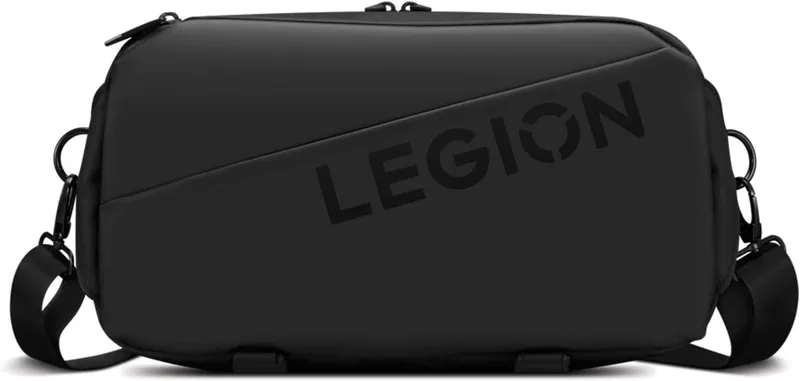 Lenovo ▫️ Mala a tiracolo Legion (material impermeável, vários compartimentos, bolso lateral oculto, alça ajustável) Cor: Preto