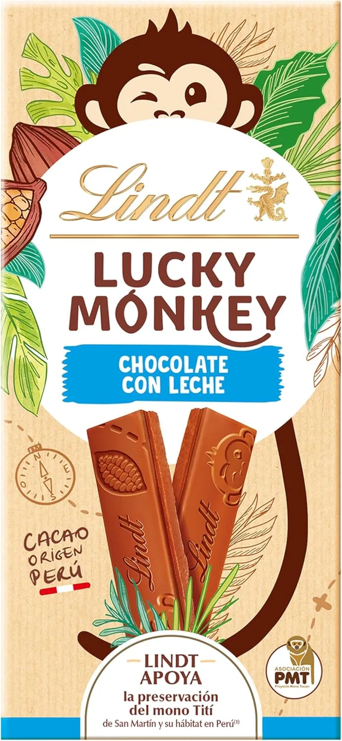 Lindt ▫️ Lucky Monkey Bar - Chocolate de leite - 100 g