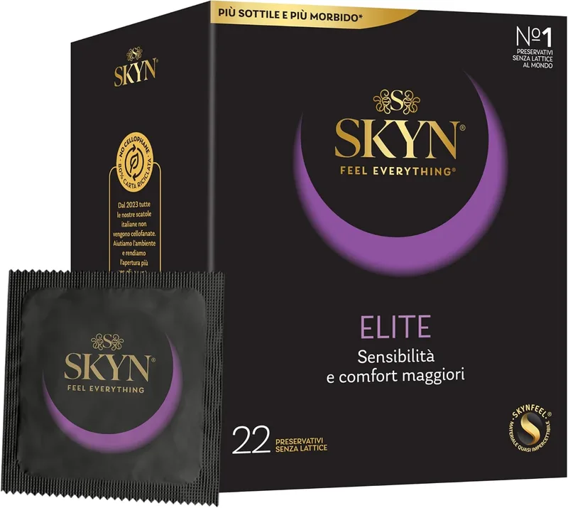 SKYN ▫️ Elite – Preservativos sem látex, de poliisopreno – ultra-suaves e ultrafinos, 22 unidades
