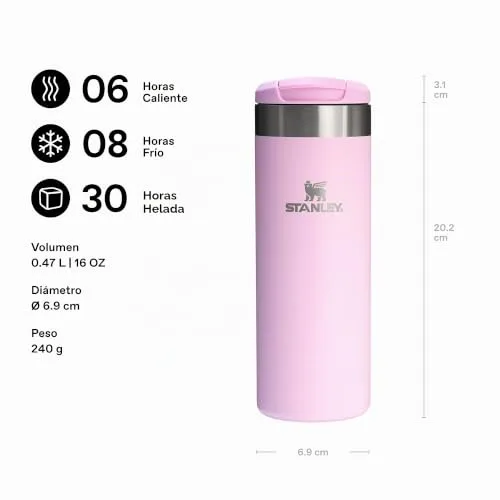 STANLEY ▫️ 1913 Aerolight Transit Termo Café para Levar 0,47 L - Mantém o calor durante 8 horas - Compatível com suporte para carro - Caneca de café à prova de fugas - Adequada para a máquina de lavar louça - Cherry Blossum 2