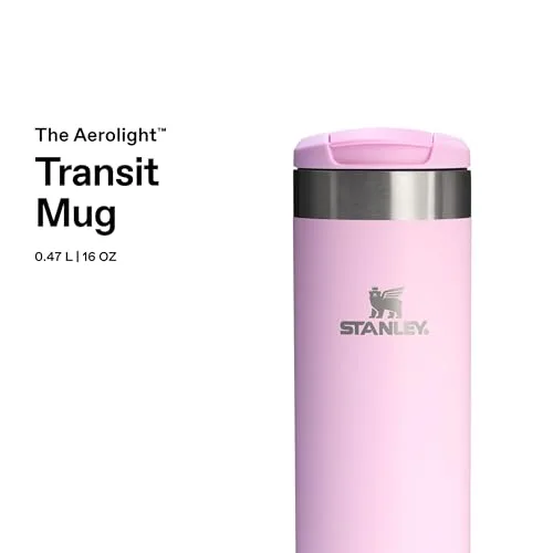 STANLEY ▫️ 1913 Aerolight Transit Termo Café para Levar 0,47 L - Mantém o calor durante 8 horas - Compatível com suporte para carro - Caneca de café à prova de fugas - Adequada para a máquina de lavar louça - Cherry Blossum 3