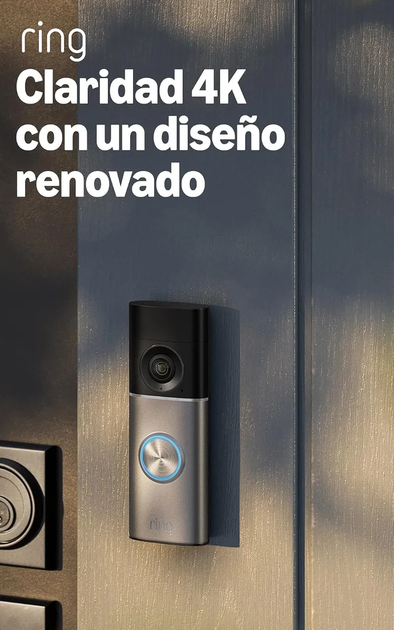Ring ▫️ Videotimbre com fio Pro (Wired Video Doorbell Pro, última geração) com tomada | Campainha com câmara | Retinal 4K, zoom melhorado até 10x | Período de teste gratuito de 30 dias da subscrição