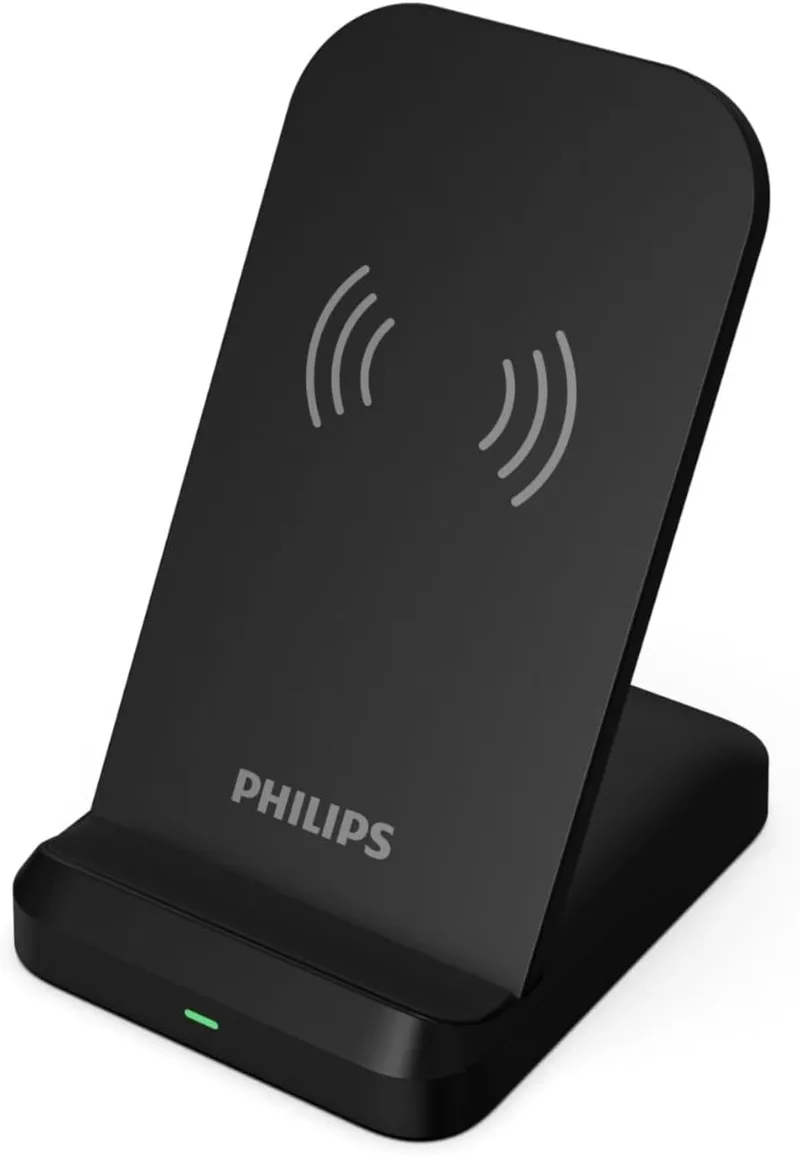 Philips ▫️ DLP9212 - Suporte para carregador sem fios Qi, carregamento sem fios máximo de 15 W, suporte e carregador de telemóvel 2 em 1, proteção múltipla, visualização em mãos-livres