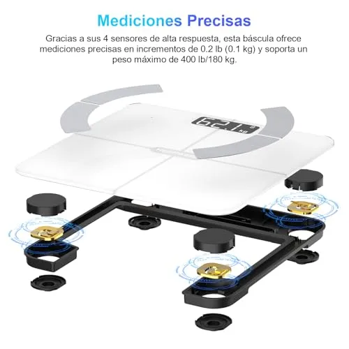 Healthkeep ▫️ Balança de casa de banho digital, balança de gordura corporal e massa muscular com aplicação, balança inteligente para peso corporal, 13 indicadores de composição corporal: peso, IMC e massa muscular, capacidade máxima de 180 kg 3