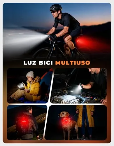 EOIWUY ▫️ Luzes dianteiras e traseiras para bicicleta superbrilhantes, corpo em alumínio 6