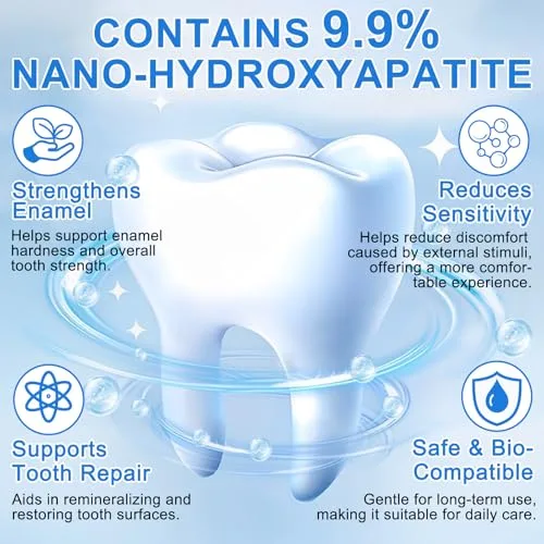 BOIUOITI ▫️ Pasta de dentes com hidroxiapatita, embalagem de 2, sem flúor. Pasta de dentes com 9,9% de nano-hidroxiapatita, protege o esmalte dentário, alivia a sensibilidade, fortalece os dentes, higiene oral 2