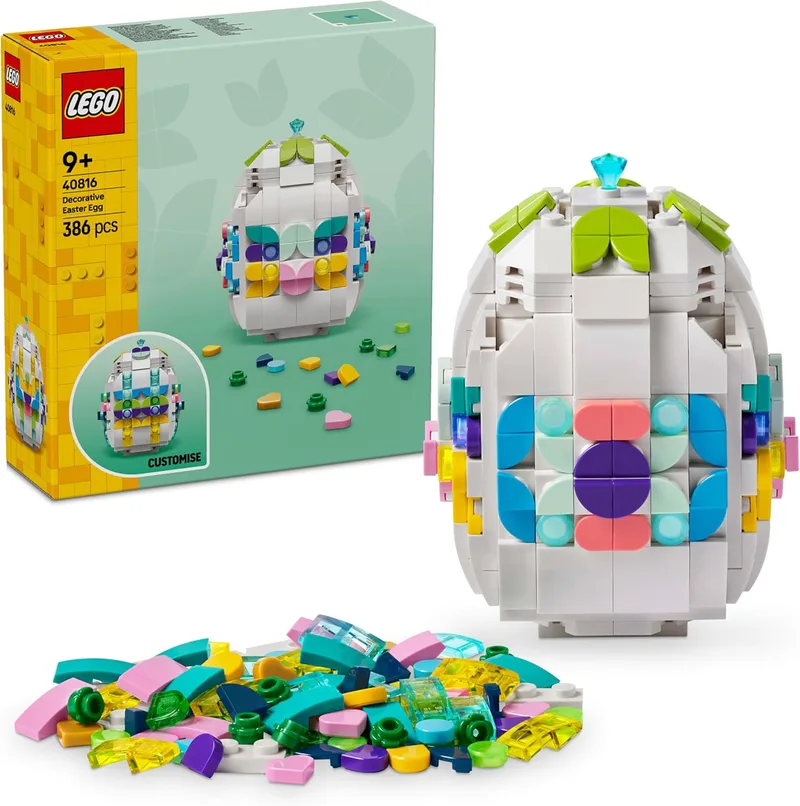 LEGO ▫️ Ovo de Páscoa Decorativo - Decoração para a Casa com Coração Dourado e Pedras Preciosas - Trabalhos manuais de Páscoa para crianças - Presente para meninas e meninos a partir dos 9 anos - 40816