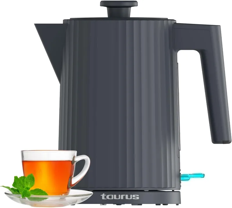 Taurus ▫️ Chaleira eléctrica Jonic Tea, 2200 W, 1,7 L, fervura rápida, base de 360°, desligamento automático, filtro anti-calcário amovível, indicador do nível de água, sem BPA, sem fios, ergonómica, preta