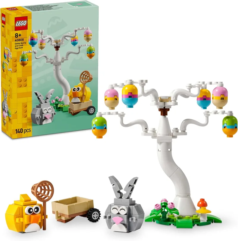 LEGO ▫️ Caça aos Ovos de Páscoa do Coelho e do Pintinho - Figuras de Animais Inc. Coelho e Pássaro - Trabalhos manuais de Páscoa para crianças - Presentes para meninas e meninos a partir dos 8 anos - 40808