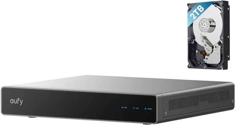 eufy Security ▫️ eufy SoloCam S340 NVR PoE: 8 canais (expansíveis até 16), IA local | Pesquisa inteligente, disco rígido de 2 TB, gravação 24 horas por dia, 7 dias por semana, apenas para produtos eufy PoE