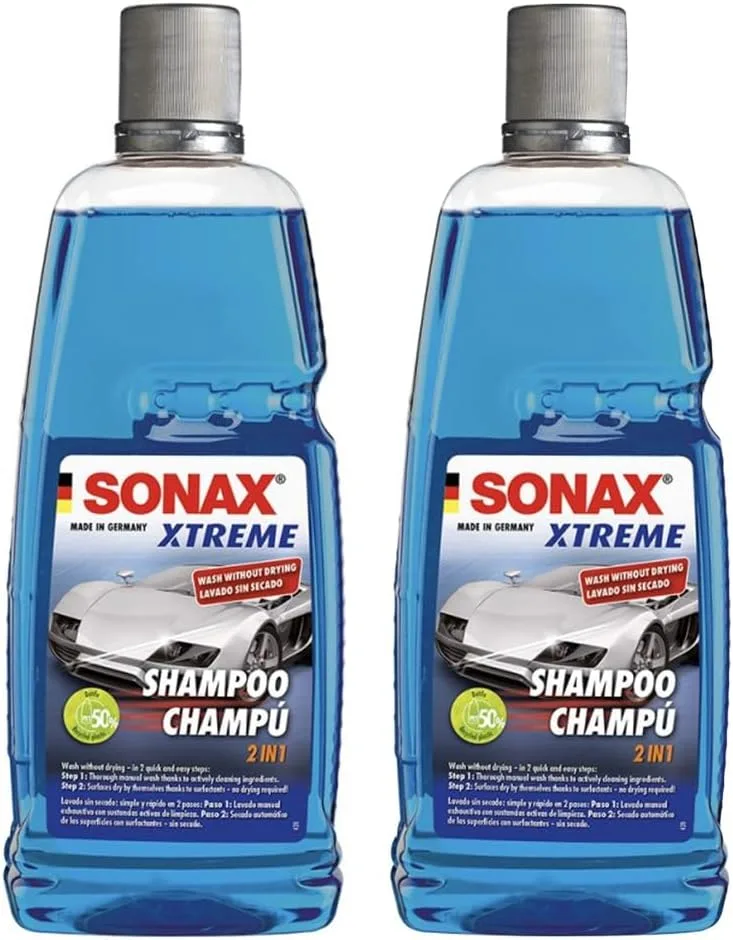 SONAX ▫️ Pack X2 Xtreme Wash & Dry - Champô para lavagem a seco de automóveis, 2 x 1 L