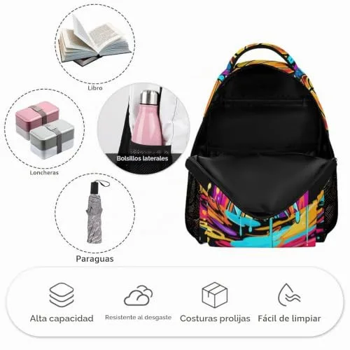 WECECE ▫️ Mochila Colegio Gallo Mochila Escolar Infantil para 6 Anos Mochilas Escolares para Meninas de 10 Anos Mochilas com Estampado de Animais Mochila Escolar para o Ensino Básico Mochila Escolar 3