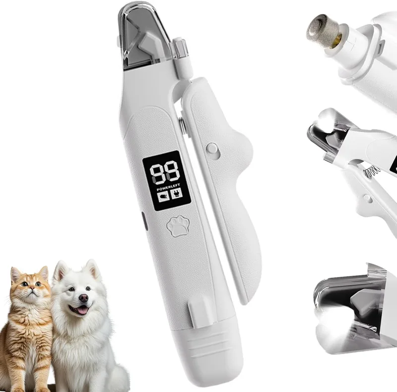 XUDUOO ▫️ Tesoura de unhas 2 em 1 para cães, tesoura de unhas com luz, tesoura de unhas para cães com visor, tesoura de unhas recarregável, lima de unhas para diferentes tipos de corpo, animais de estimação