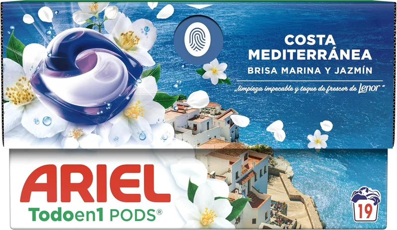 Ariel ▫️ All in 1 PODS Brisa do Mar e Jasmim, Cápsulas de Detergente Líquido, 19 Lavagens