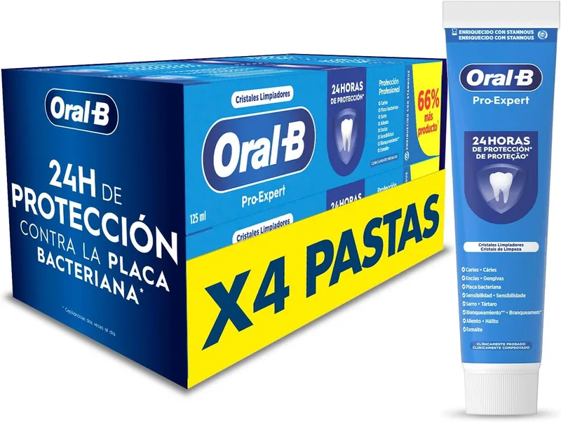 Oral-B ▫️ Pasta de dentes Pro-Expert Proteção Profissional, embalagem com 4 x 125 ml