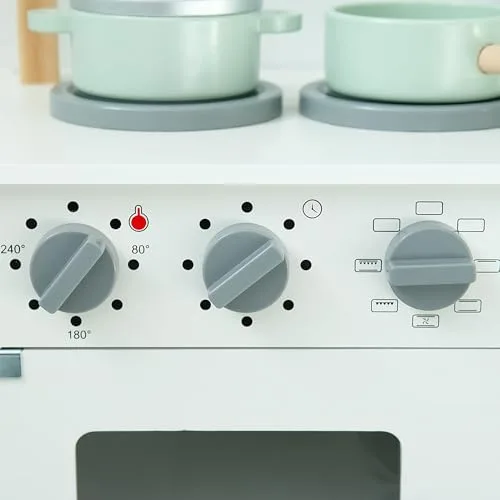 mamabrum ▫️ Cozinha Infantil de Madeira Montessori com micro-ondas e forno com sons – cozinha de brincar com acessórios, arrumação organizada, design moderno e seguro para crianças a partir dos 3 anos 7