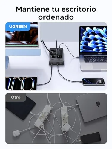 UGREEN ▫️ 10 em 1 Extensão com 6 tomadas CA e 4 portas USB PD de 20 W, 3680 W, 16 A 7