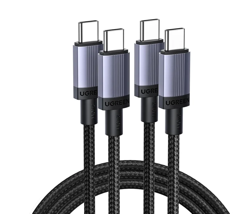 UGREEN ▫️ 2Pack 2M Cabo USB C 240W Carga Rápida PD 3.1, Tipo C Braided Nylon Braided Aluminium Case, Compatível com MacBook Air, iPhone 17 Pro Max Air/iPhone 16, Galaxy S26/S25, Pixel 10/9.