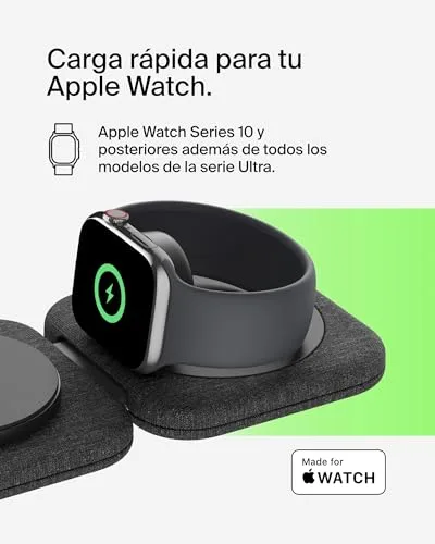 Belkin ▫️ Carregador magnético BoostCharge Pro compatível com MagSafe, base de carregamento sem fios 2 em 1 para viagem de 15 W, estação de carregamento sem fios dobrável com Qi2, iPhone 16, Apple Watch 10 e AirPods 4