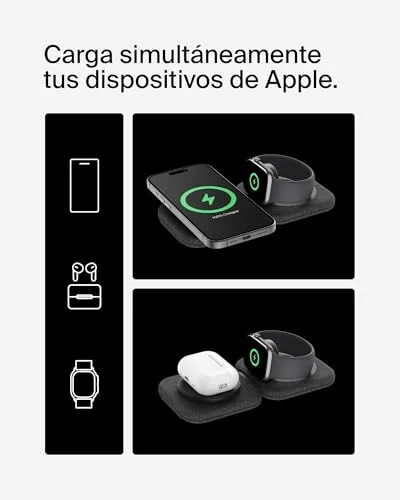 Belkin ▫️ Carregador magnético BoostCharge Pro compatível com MagSafe, base de carregamento sem fios 2 em 1 para viagem de 15 W, estação de carregamento sem fios dobrável com Qi2, iPhone 16, Apple Watch 10 e AirPods 5