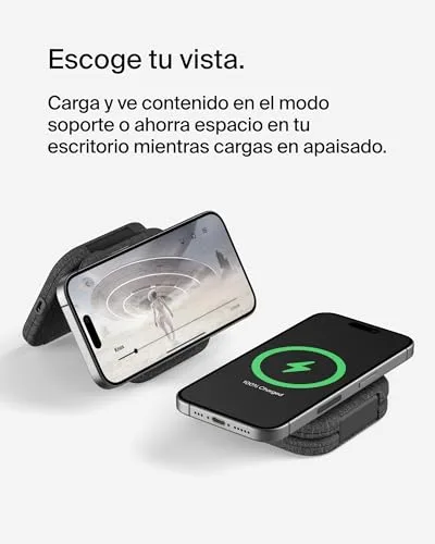 Belkin ▫️ Carregador magnético BoostCharge Pro compatível com MagSafe, base de carregamento sem fios 2 em 1 para viagem de 15 W, estação de carregamento sem fios dobrável com Qi2, iPhone 16, Apple Watch 10 e AirPods 6