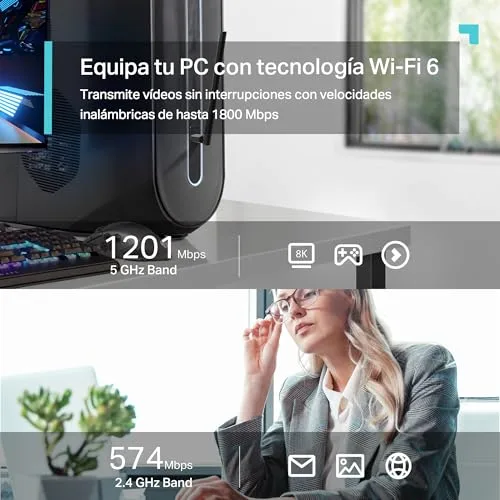 TP-Link ▫️ Archer TX35U Plus - Adaptador Wi-Fi USB, AX1800, 1800 Mbps, Wi-Fi 6 4