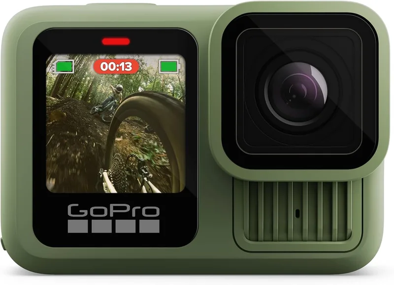 GoPro ▫️ HERO13 Black em Verde Bosque - Câmara de ação à prova de água com vídeo 5.3K a 60 fps, fotos de 27 MP e compatibilidade com as lentes da série HB