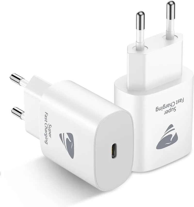 Aioneus ▫️ Carregador USB-C 25 W (2 unidades), Carregador para iPhone com Carregamento Rápido PD 3.0, Adaptador Tipo C, Carregador de Parede USB-C para iPhone 16 Pro Max/15/14/13/12/11, Samsung, iPad