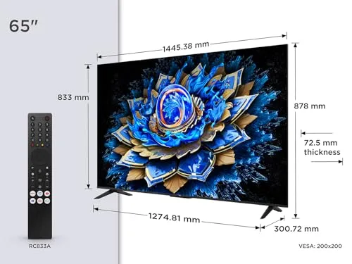 TCL ▫️ 65T69C, Smart TV de 65 polegadas, QLED 4K, HDR10+, Google TV, Dolby Atmos 2