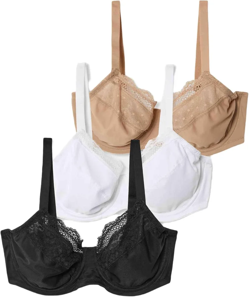 Marks & Spencer ▫️ Sutiãs minimizadores de copa inteira com aros para mulher, embalagem de 3, tamanhos C-H