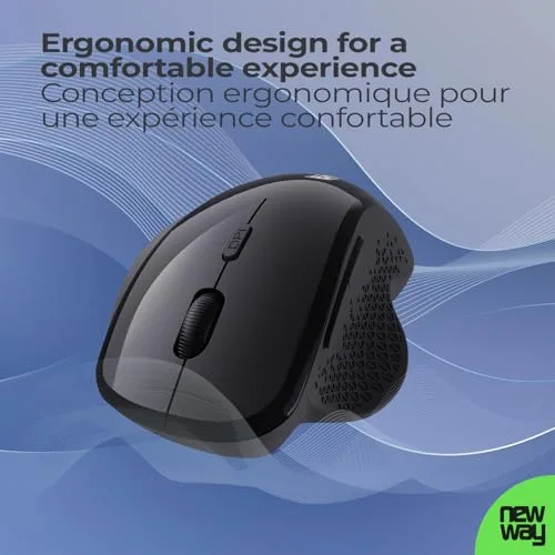 NEWWAY ▫️ NM255 - Rato sem fios WiFi de 2,4 GHz com recetor USB ergonómico - 4000 DPI - Silencioso, com redução de ruído de 95% - 6 botões - para PC, computador portátil, Mac e Linux (Preto) 3