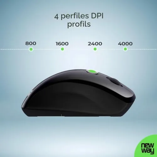 NEWWAY ▫️ NM255 - Rato sem fios WiFi de 2,4 GHz com recetor USB ergonómico - 4000 DPI - Silencioso, com redução de ruído de 95% - 6 botões - para PC, computador portátil, Mac e Linux (Preto) 7