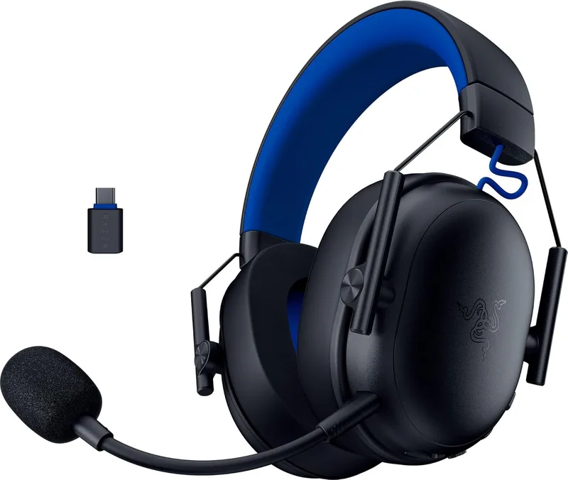 Razer ▫️ BlackShark V3 X HyperSpeed para PlayStation - Auscultadores sem fios para eSports - Ultraleves (270 g) - TriForce 50 mm - Microfone amovível - HyperSpeed 2,4 GHz e Bluetooth - PS5/PC | Preto