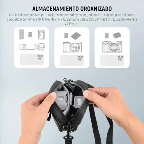 NEEWER ▫️ Mala tipo sling para câmara resistente à água, leve e compacta, ideal para viagens e para fotógrafos, compatível com o DJI Osmo Pocket 4 e 3, iPhone, DSLR e pequenos acessórios fotográficos sem espelho, PB13 6