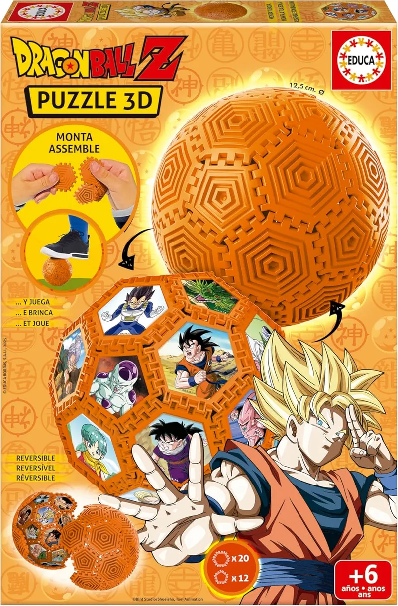 Educa ▫️ Puzzle de futebol Dragon Ball 3D com 32 peças para brincar: pode montar diferentes formas (20415)