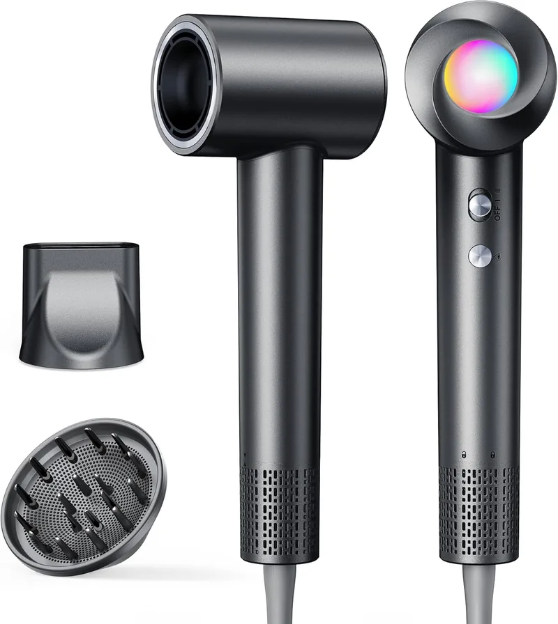 Haokoo ▫️ Secador de Cabelo Profissional, Iónico de Alta Velocidade 150.000 RPM - Secagem Rápida sem Danos, Leve 365g, 8 Definições com Difusor, para Casa e Viagens