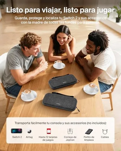 Belkin ▫️ Mala de viagem Gaming com bolso para AirTag e Nintendo Switch 2, cor carvão 3