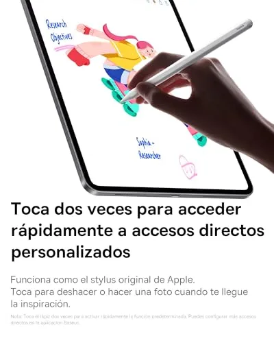 Baseus ▫️ Caneta para iPad 2018-2025, 32 funções personalizáveis, 17 horas de autonomia, detecção de palma da mão, comando à distância, Pencil Magnetic para iPad 7/8/9/10/11, Pro 11"/12,9"/13'', Air 3/4/5/6/7, Mini 6/7 3