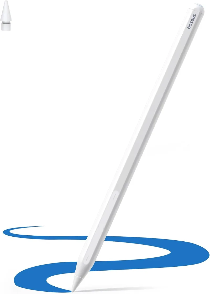 Baseus ▫️ Caneta para iPad 2018-2025, 32 funções personalizáveis, 17 horas de autonomia, detecção de palma da mão, comando à distância, Pencil Magnetic para iPad 7/8/9/10/11, Pro 11"/12,9"/13'', Air 3/4/5/6/7, Mini 6/7
