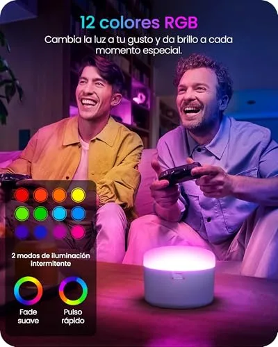 GOEBLESON ▫️ Conjunto de 2 lâmpadas recarregáveis com casquilho E27 e controlo RGB 2