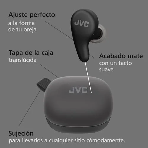 JVC ▫️ Auscultadores Bluetooth True Wireless Gumy Premium com cancelamento de ruído, Bluetooth 5.4, modo ambiente, baixa latência, 26 horas de autonomia, estojo translúcido com USB-C, preto-oliva - HA-A23T-B 5