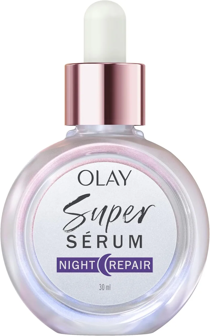 Olay ▫️ Super Sérum Facial Noturno 5 em 1 com Niacinamida, 30 ml | Provitamina B5, Ácido Lático, Glicerina e Peptídeos, Pele Mais Renovada e Firme, Sem Perfume