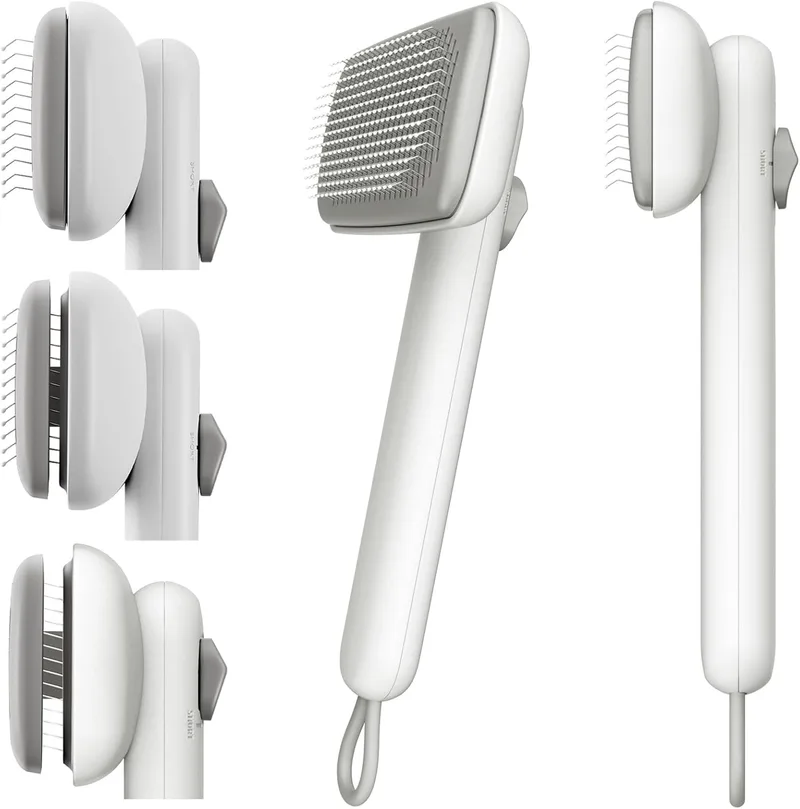 TAOMYPETS ▫️ Escova para gatos e cães – Limpeza com um único clique para cães de pêlo comprido e curto e gatos – Remoção de pêlo (branca)
