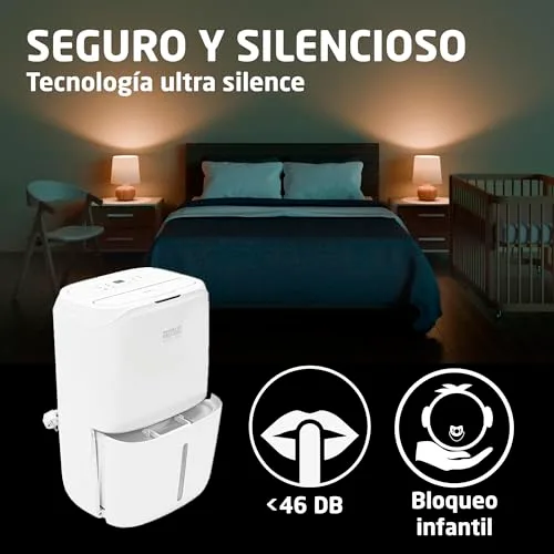 Amig ▫️ Desumidificador MIST - Capacidade de 20 L/dia - Depósito removível de 5,5 L - Controlo de humidade e temporizador - 36 x 28 x 56 cm - 270 W - Capacidade de cobertura de 160 m³/h - Silencioso: 42 dB - Secagem de roupa 7