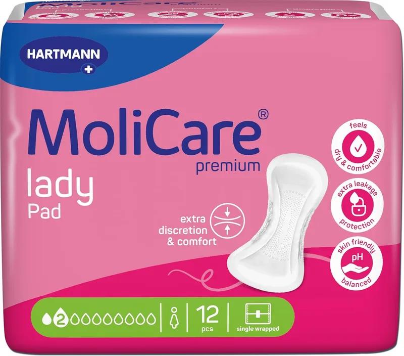 Molicare ▫️ Lady Pad - 2 gotas de pensos para incontinência discretos para mulheres com problemas urinários ligeiros, neutralizador de odores, proteção adicional contra fugas, proteção avançada