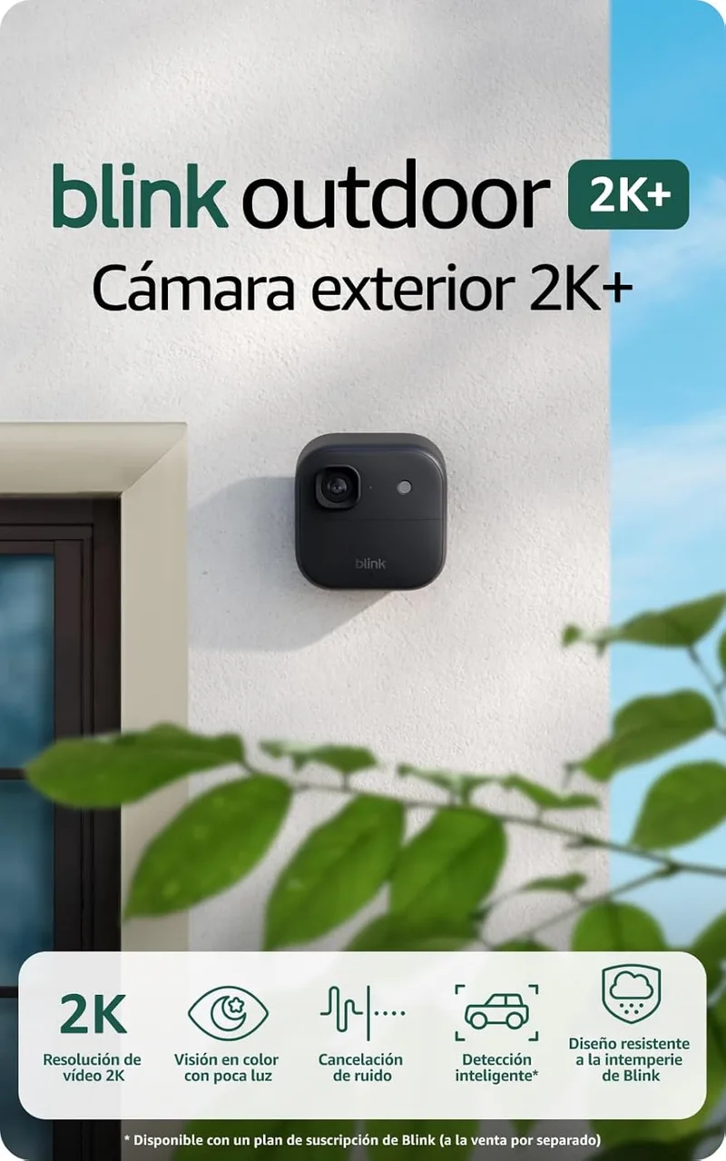 Blink ▫️ Câmara exterior 2K+ (última geração) — câmara de segurança inteligente sem fios, resolução de vídeo 2K, módulo de sincronização básico incluído: sistema com 1 câmara, Preto