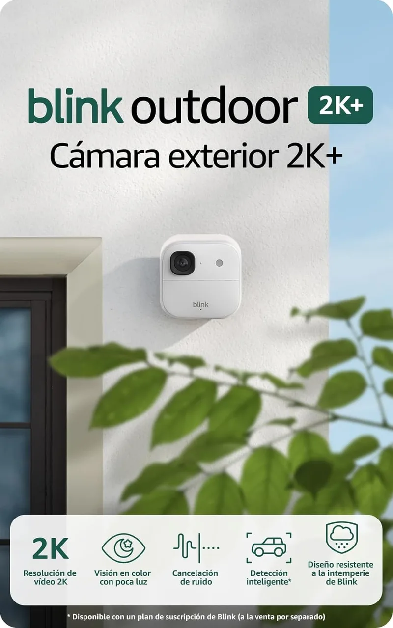 Blink ▫️ Câmara exterior 2K+ (última geração) — câmara de segurança inteligente sem fios, resolução de vídeo 2K, módulo de sincronização básico incluído: sistema de 4 câmaras, Branco