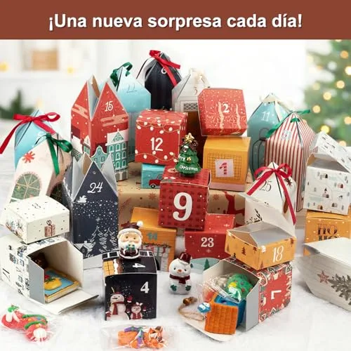 Tibomuo ▫️ Calendário do Advento com caixas para encher, 25 numeradas. Calendário do Advento de Natal. Cria o teu Calendário do Advento de 2025 com caixas de presente para meninos, meninas e amigos (25 casinhas e caixas) 2
