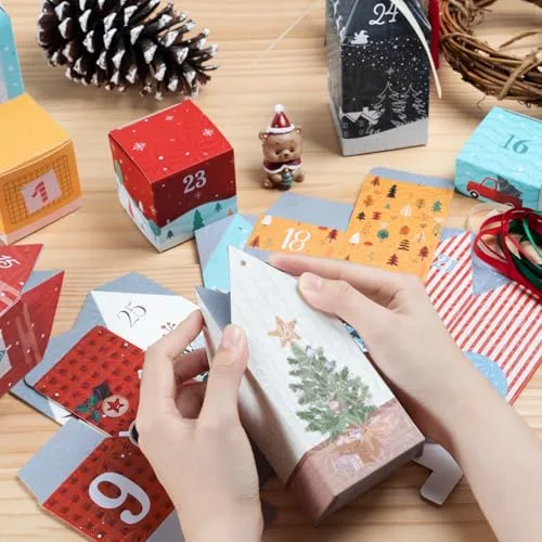 Tibomuo ▫️ Calendário do Advento com caixas para encher, 25 numeradas. Calendário do Advento de Natal. Cria o teu Calendário do Advento de 2025 com caixas de presente para meninos, meninas e amigos (25 casinhas e caixas) 4